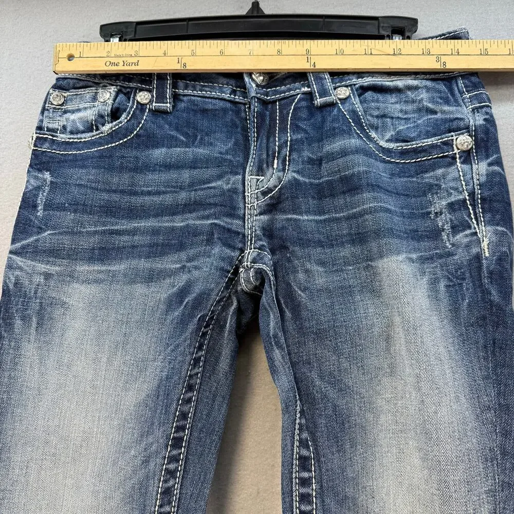 Miss Me Jeans Women's 27x33 (4) Blue Signature Boot Tall Western Bling EUC - Picture 12 of 16